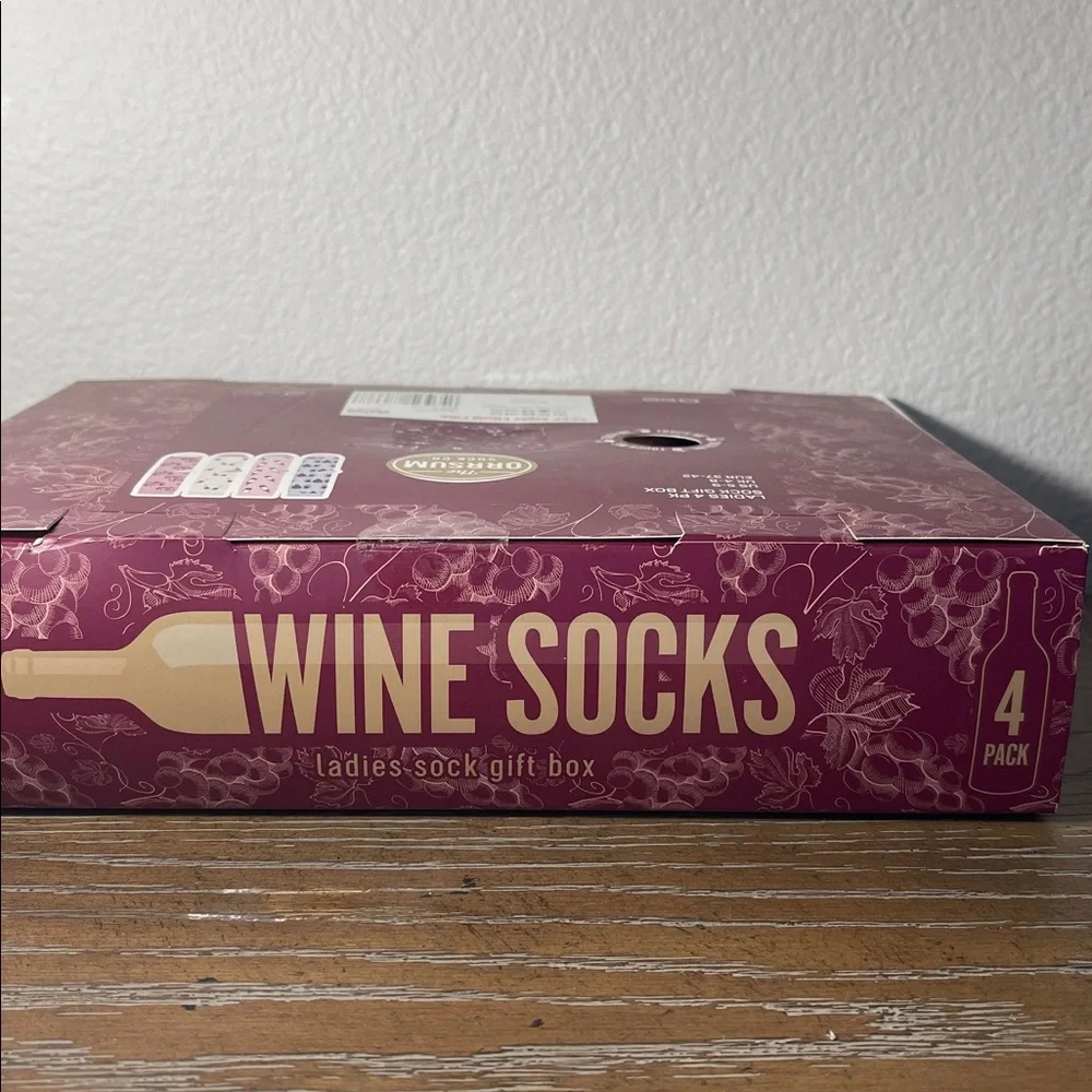 Red Wine Themed Socks Set by Orrsum Sock Co ~ Ladies 4 Pack Size 5-9 NEW